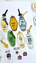 Load image into Gallery viewer, Escape | 3x4 Stamp Hotel Motel Keychain
