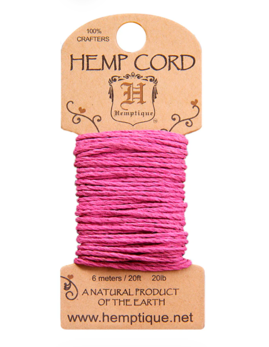 Hemptique Mini Cord Card | Hot Pink