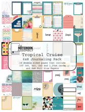 Load image into Gallery viewer, A bright colored paper pack measuring 6x8 with cruise, flamingo, palm trees and beach elements
