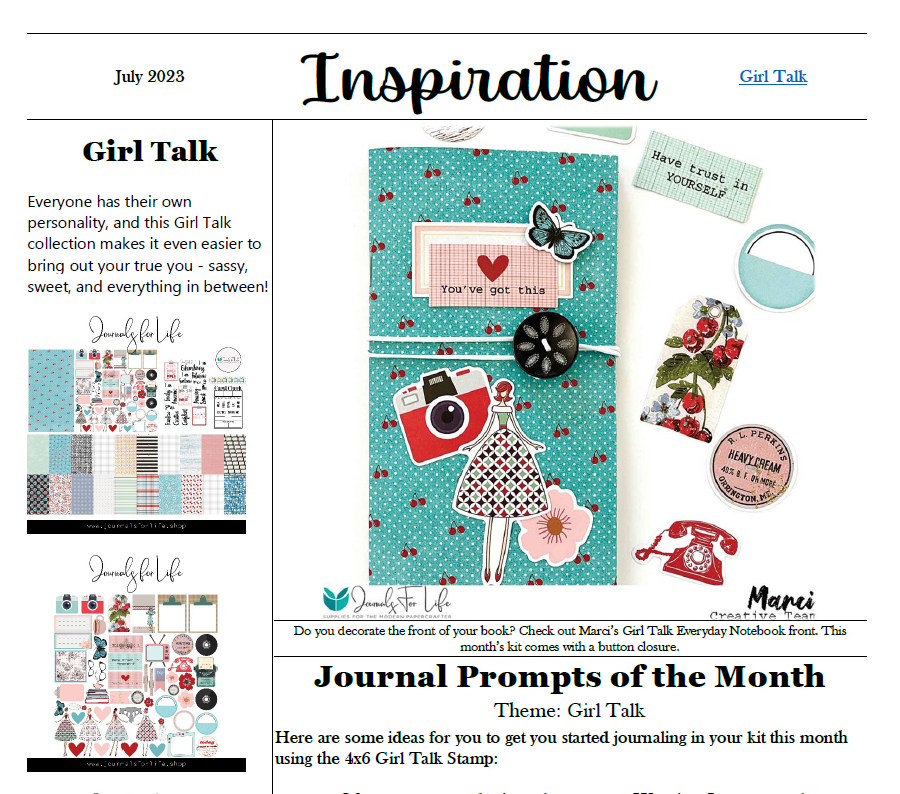 Girl Talk Collection | Inspiration Sheet | August 2023