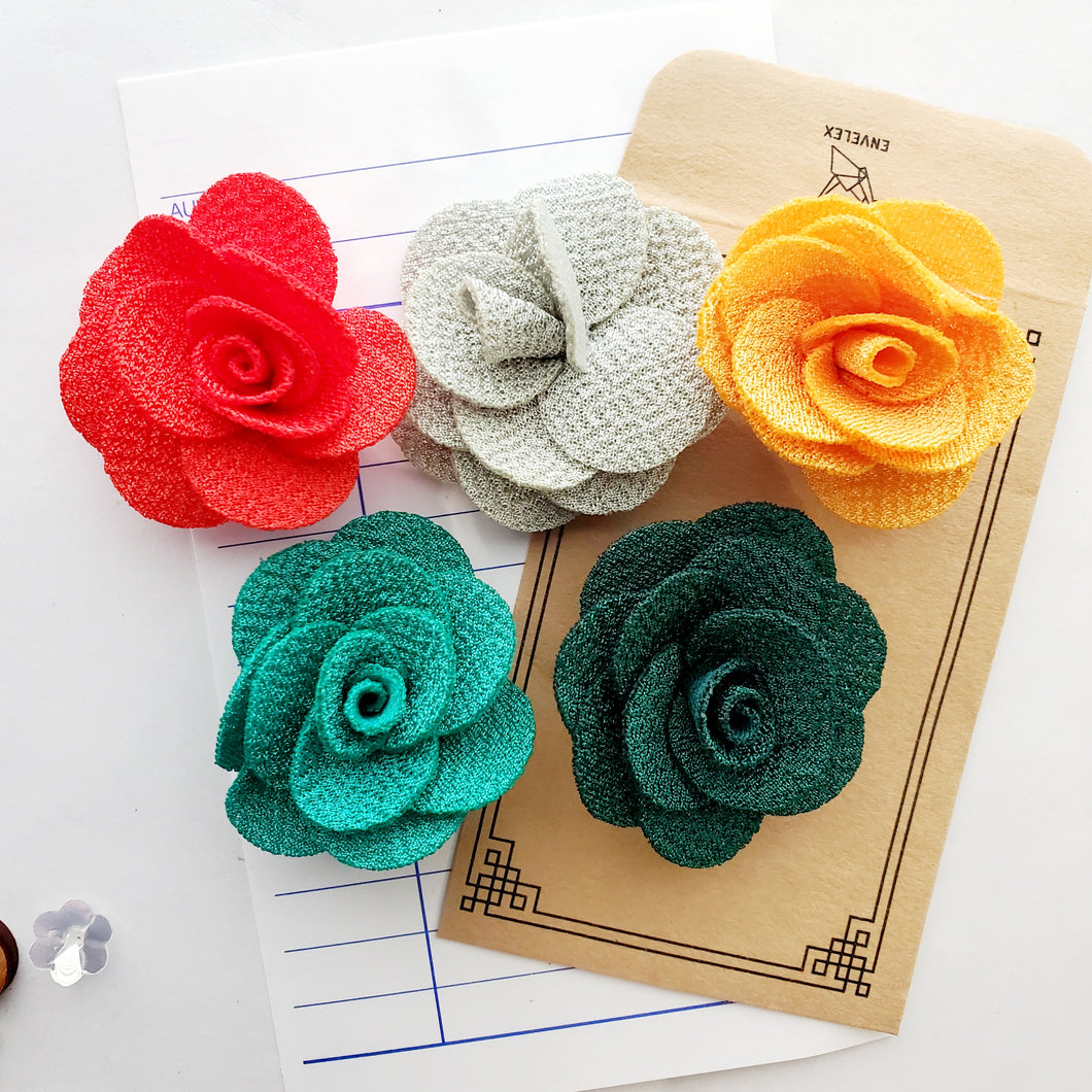 Fabric Roses -5 Piece Set Book Pages Add On