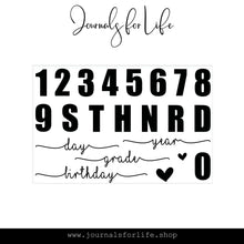 Load image into Gallery viewer, Journal Numbers 4x6 Clear Stamp
